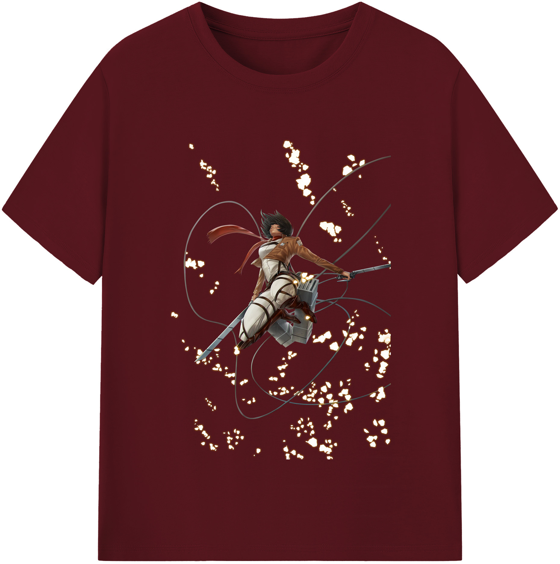 （画像用） 進撃の巨人 ミカサ·アッカーマン Attack on Titan Mikasa Ackerman 綿100％半袖Tシャツ（フロントプリント）